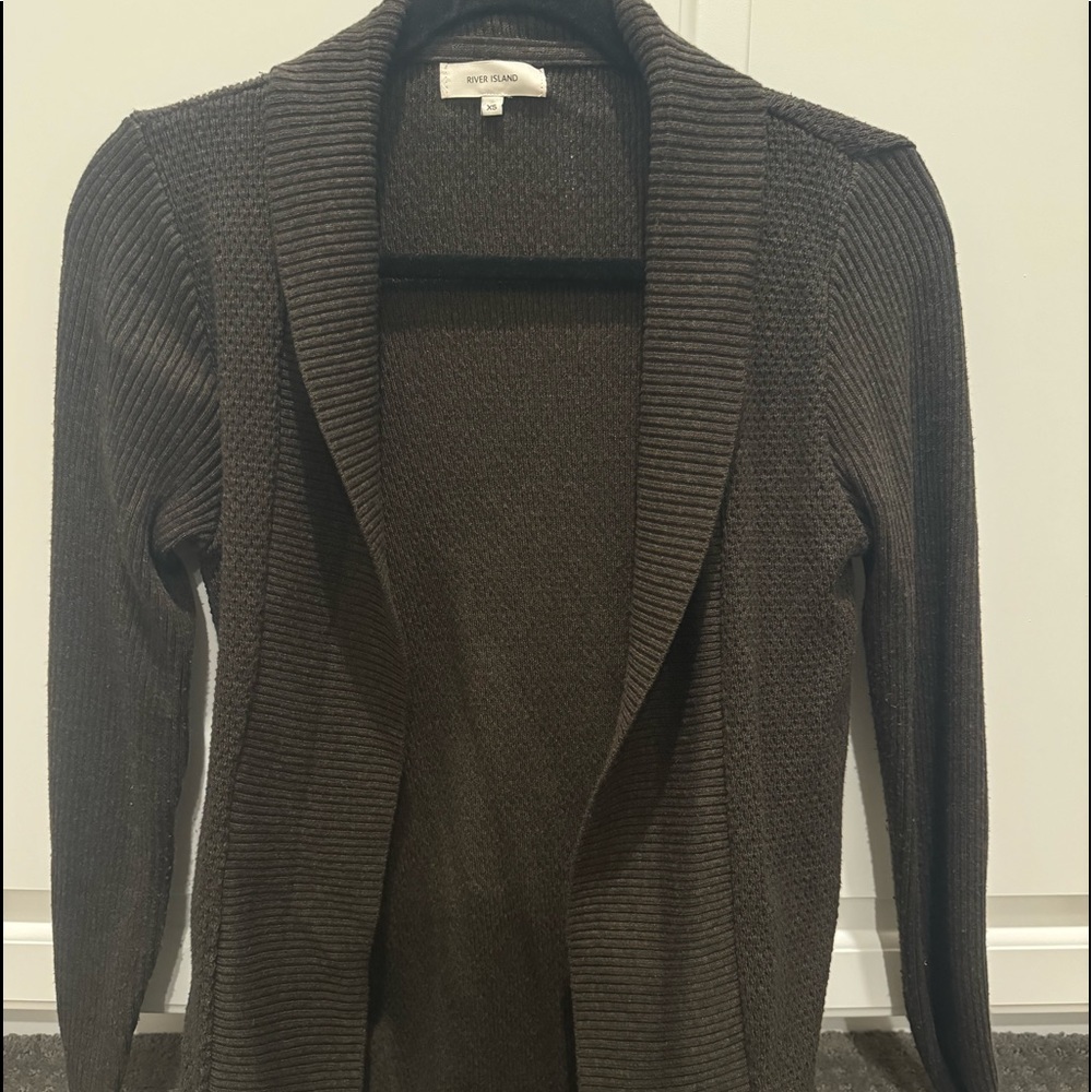 Brown cardigan men xs open no button